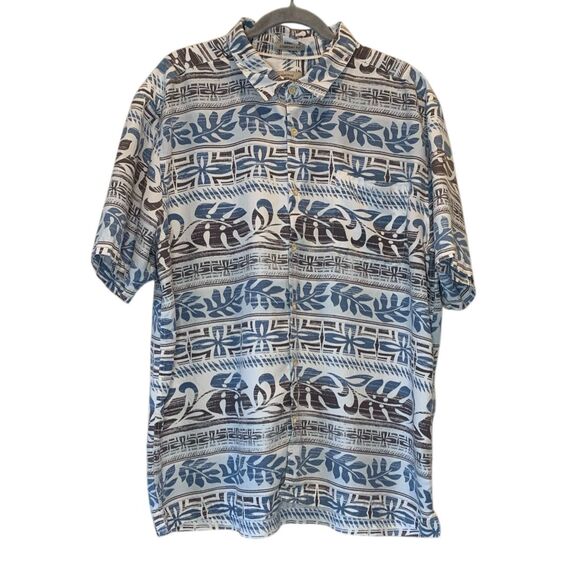 Quiksilver Waterman Men's XXL Comfort Fit Blue Polynesian SS Button up - Picture 1 of 5